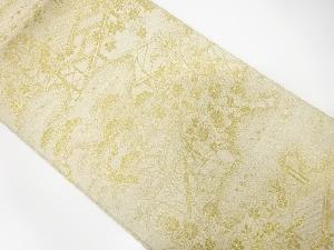 綴れ花に屋敷風景模様織り出し袋帯